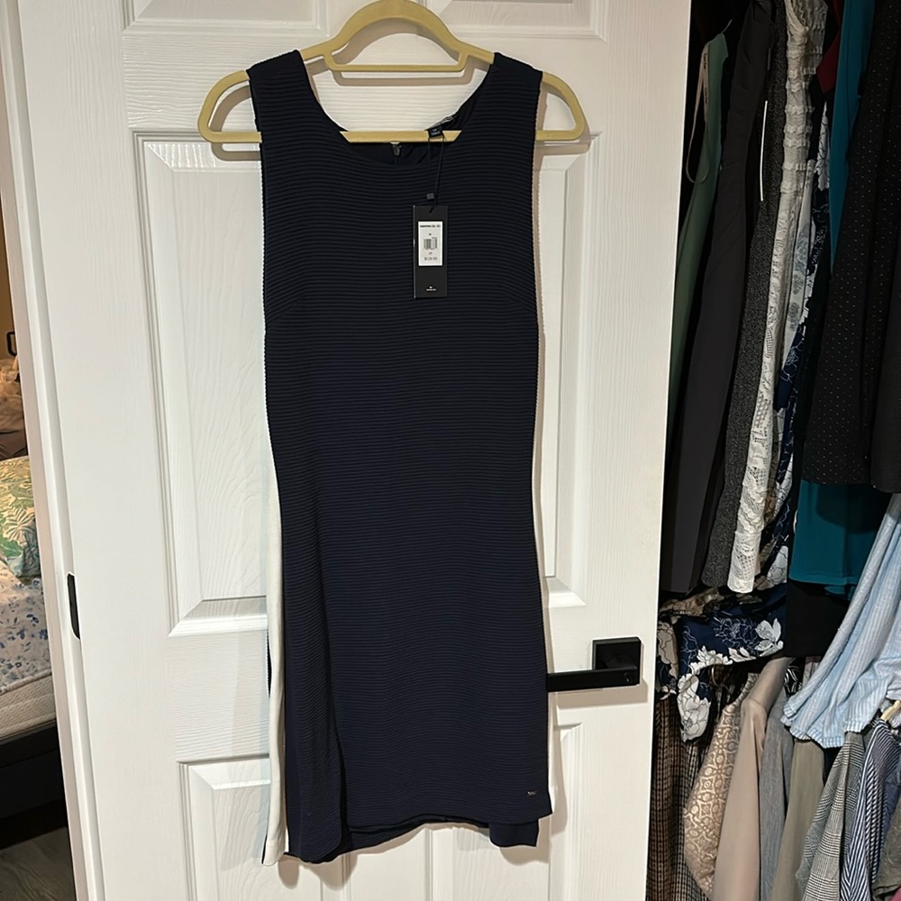 NWT Size small navy and white ribbed Tommy Hilfiger dress
